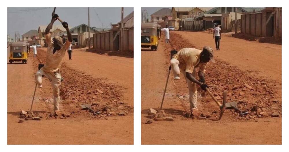 Netizens celebrate courage of one-legged man working with a digger