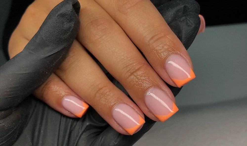 medium tapered square French tip acrylics