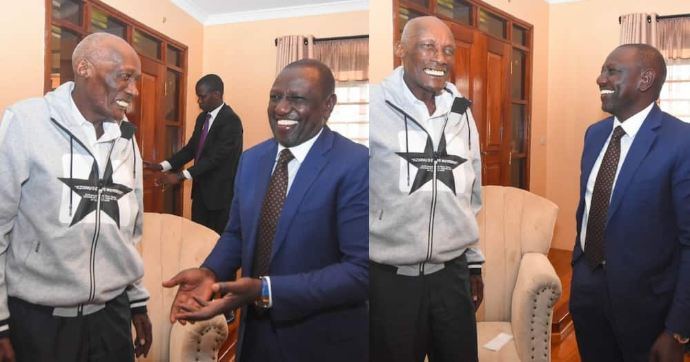 William Ruto visits Mzee Kibor at his Uasin Gishu home, shares light moments