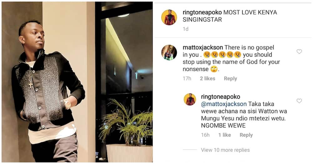 Ringtone takes offence after fan advised him to stop calling himself gospel singer.