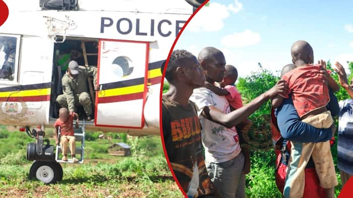 Machakos: Police Chopper Helps Rescue Little Boy Trapped in Floodwaters