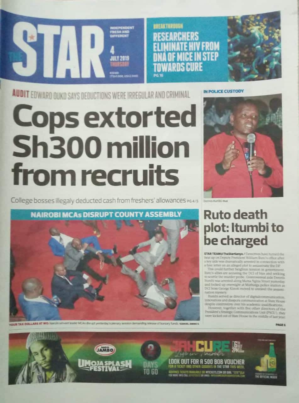 Kenya newspapers review for July 4: State House intruder says he wants to be a fisherman