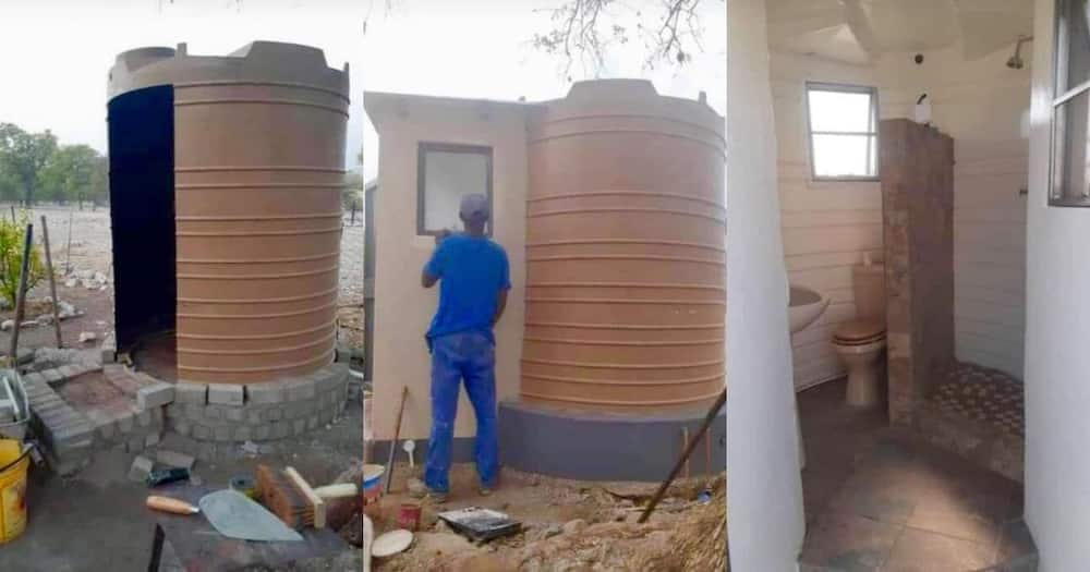 Man turns Jojo tank into a makeshift bathroom and Mzansi is impressed