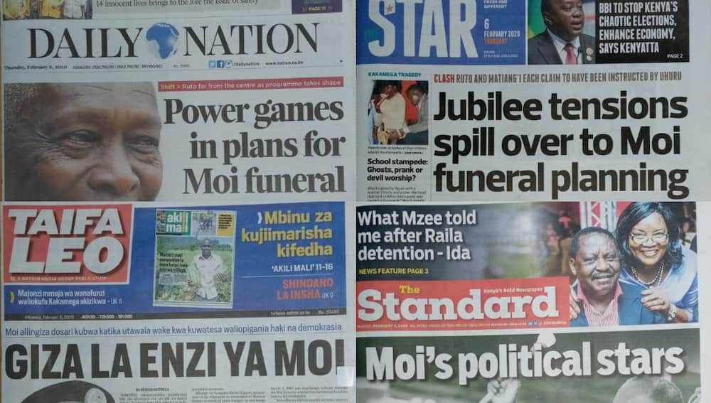 Magazeti ya Alhamisi, Februari 6: Mambo muhimu aliyofanya Mzee Moi kabla ya kupoteza sauti yake