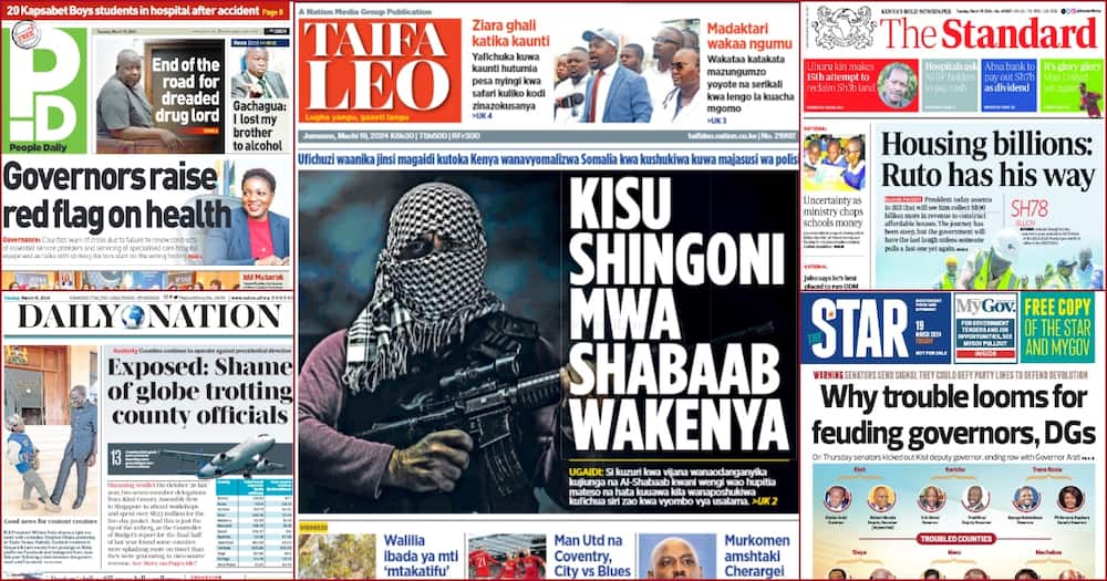 Previews of Kenyan Newspapers for Wednesday, March 19.