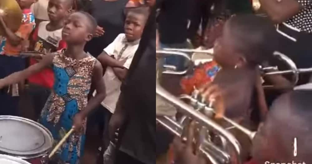 Girl wows with her amazing drum-playing skills.