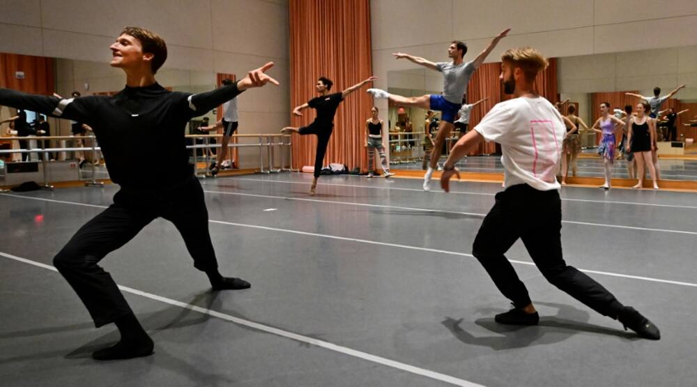 Dancers rehearse at the Segerstrom Center for the Arts in Costa Mesa, California