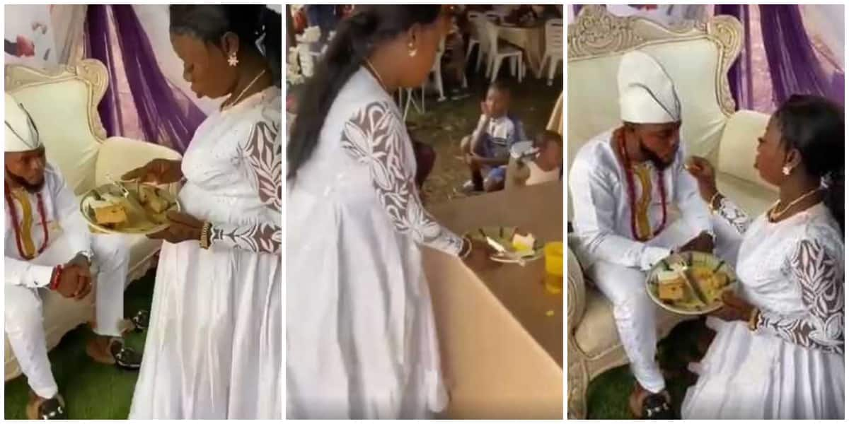 Video of Sad-looking Pregnant Bride Kneeling to Feed Groom at Wedding ...