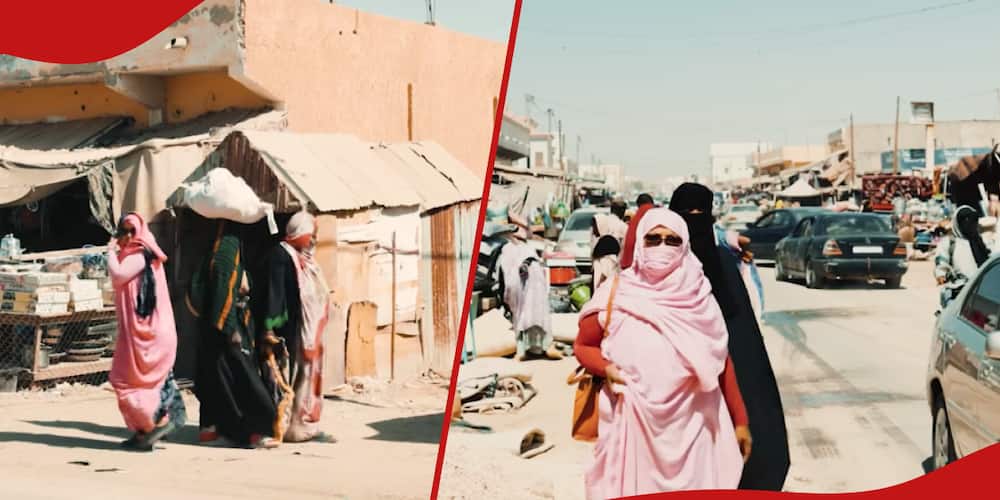 Collage of women at the Divorce Market in Mauritania.