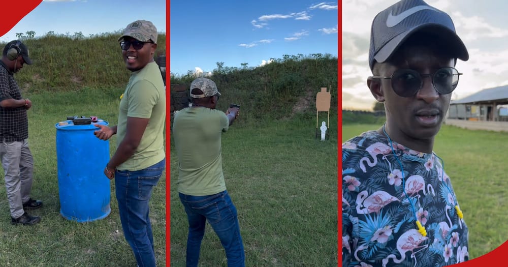 Abel Mutua at the gun range.