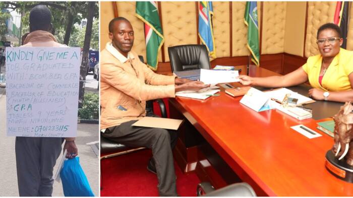 Meru Governor Kawira Mwangaza Promises Job to Man with 2 Degrees Who Carried Placard Begging for Work