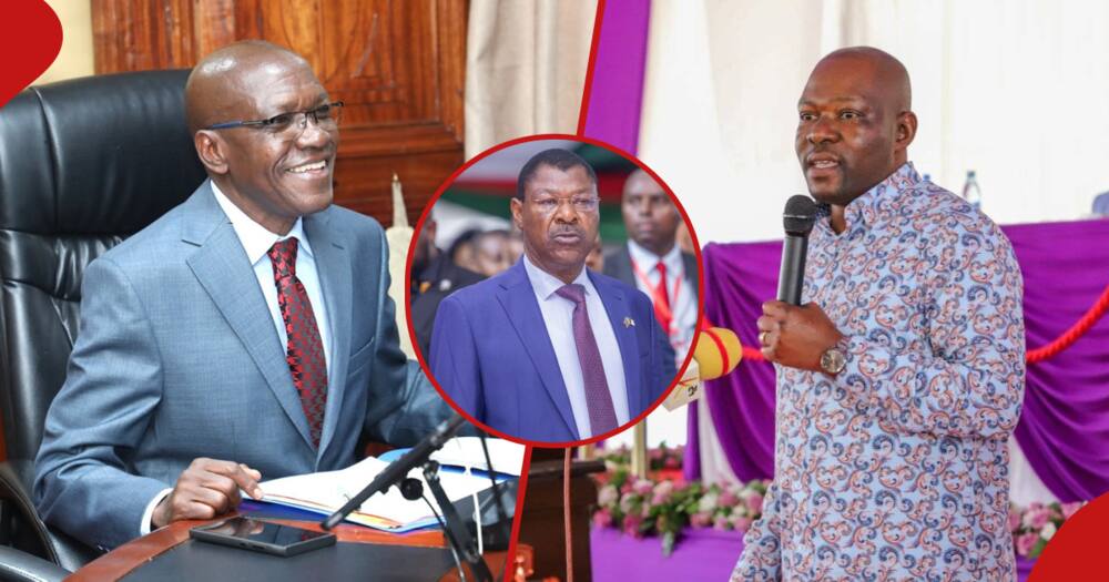 Collage of Boni Khalwale (l), Speaker Moses Wetang'ula (c) and MP Caleb Amisi (r).