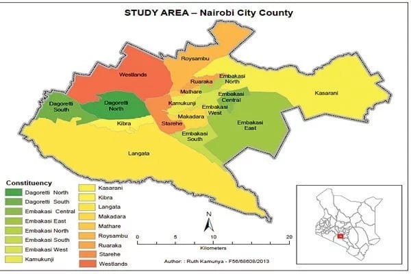 Map Of Nairobi City County Highlighting The Sub Count - vrogue.co