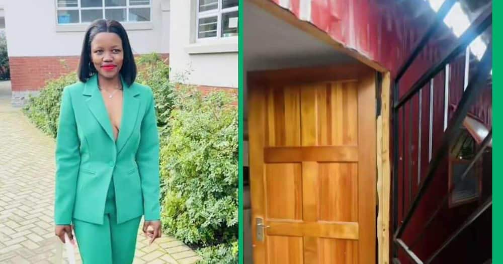 Lady shows her transformed shack to a home