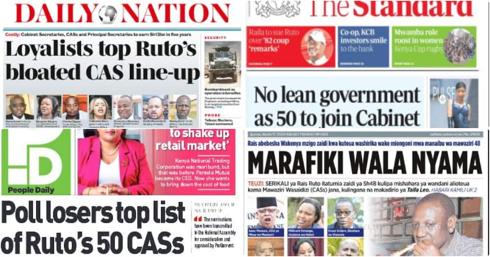 Kenyan newspapers for Friday, March 17.