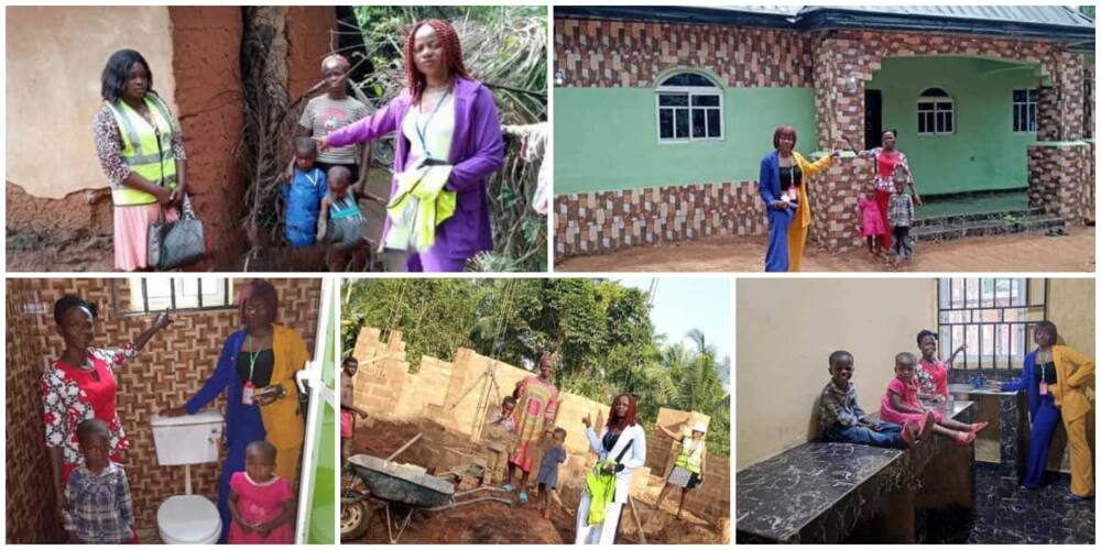 Kind lady wows poor old widow living in a mud house, gifts her a fully furnished 3-bedroom house.