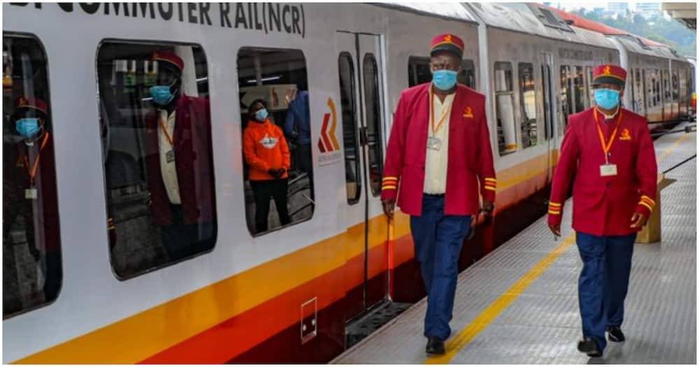 Kenya Railway commuter train at the station.