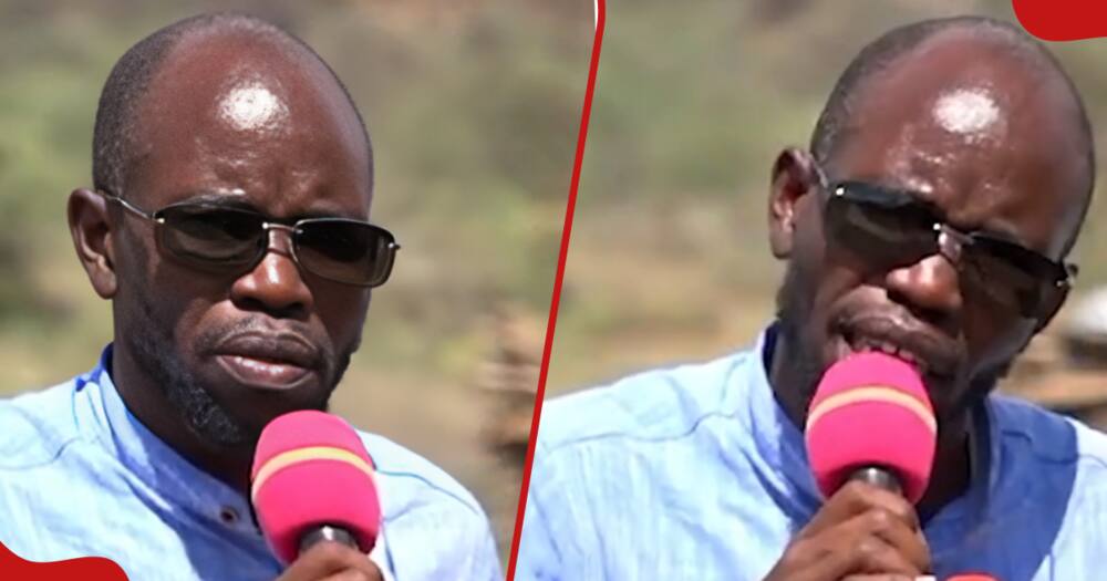 Ronald Kipron speaking during a funeral in Baringo.