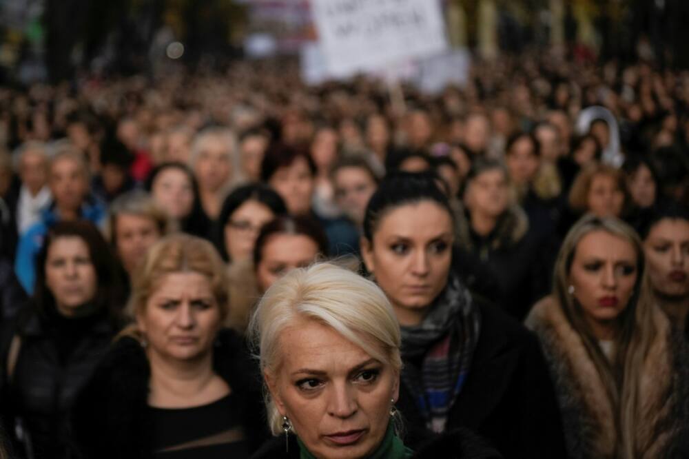 Hundreds of women joined the protest in Mitrovica