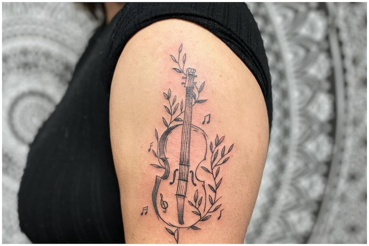30 Elegant Guitar Tattoos You Can Copy | Xuzinuo | Page 14
