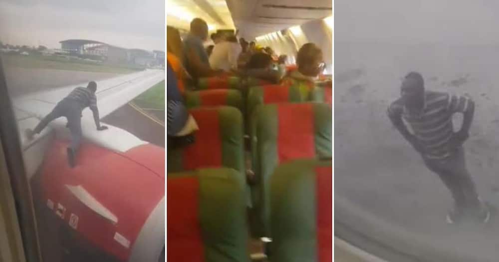 Man causes stir at airport after climbing on plane wings as it prepared to take off