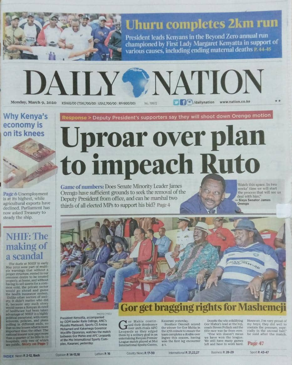 Magazeti ya Jumatatu, Machi 9