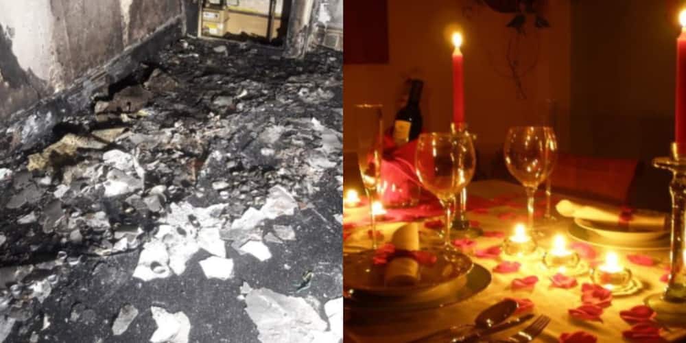 PHOTOS: Man burns down his apartment as he proposes to his girlfriend with hundreds of candles
