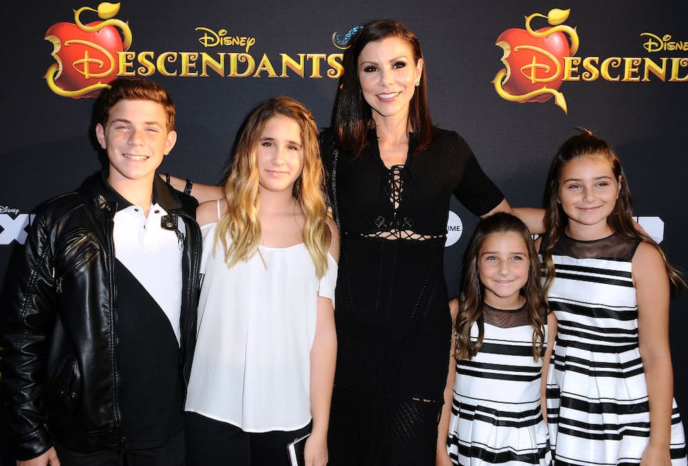 Heather Dubrow and children Nicholas Dubrow, Maximillia Dubrow, Katarina Dubrow and Collette Dubrow attend the premiere of "Descendants 2" at The Cinerama Dome.
