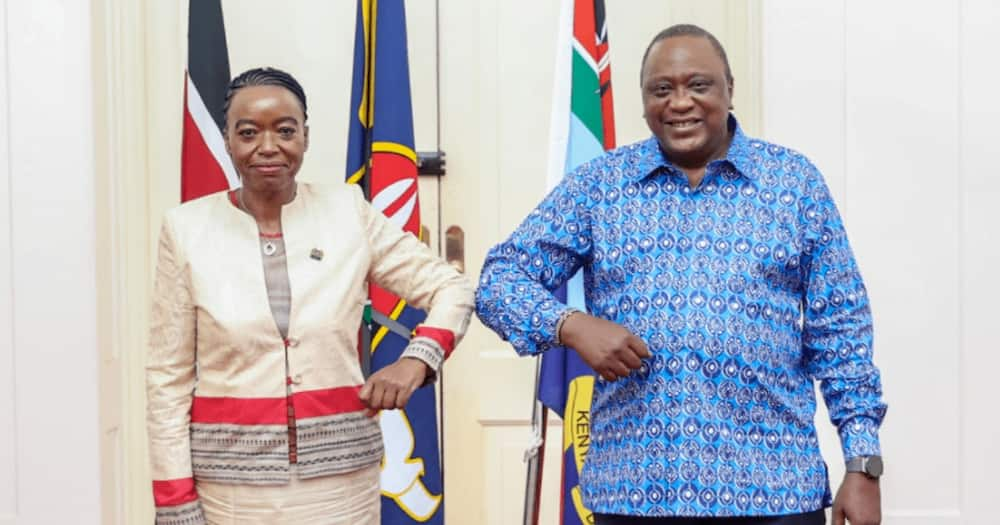 President Uhuru Kenyatta with Defence Cabinet Secretary Monica Juma. Photo: State House Kenya.