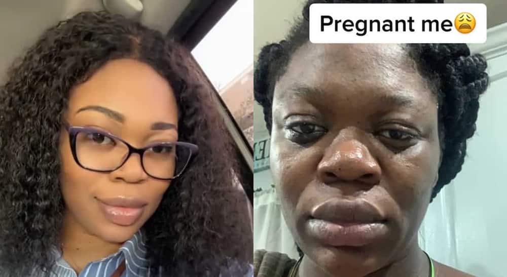 Photos of a lady who changed during pregnancy. Photo credit: TikTok/@tegratbk.