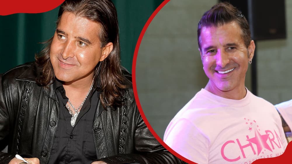 A collage of Scott Stapp signs copies of his book Sinner's Creed at Barnes & Noble Booksellers and Scott Stapp of Creed at the Charm Foundation Back To School Bash