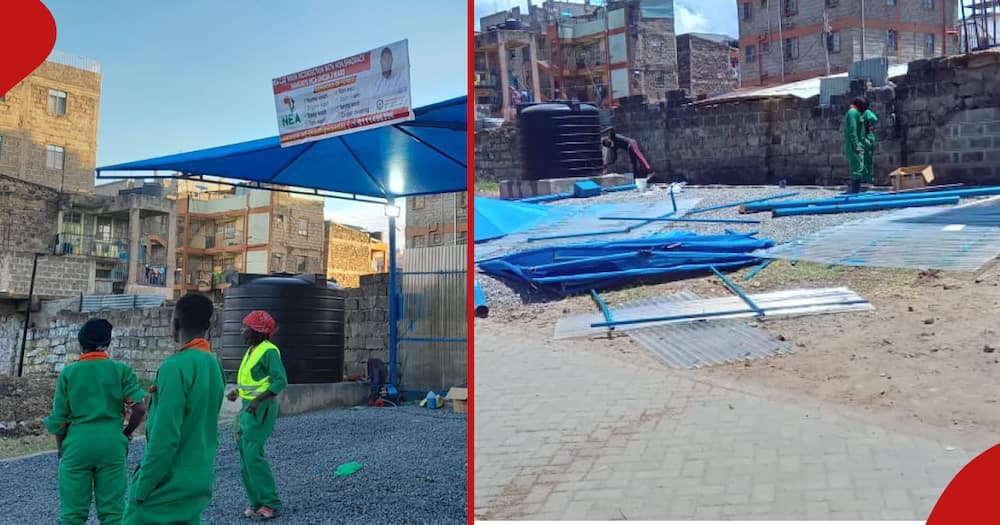 Nairobi county officers demolished a carwash facility in Umoja Two.