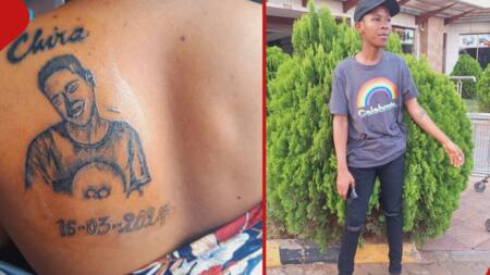 TikToker Manzi Wa Meru Tattoos Brian Chira's Face on His Back: "I Still Love You"