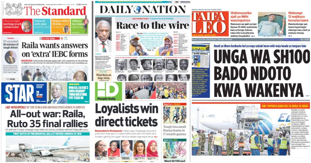 Newspaper Review For July 28: Uhuru Kenyatta Secretly Meets Rift Valley ...