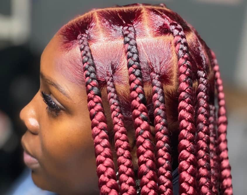 30 Burgundy Knotless Braids for an Elegant Twist  Burgundy box braids,  Braids with beads, Hair twist styles