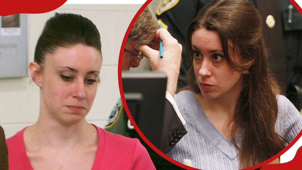 Casey Anthony (L) leaves the Booking and Release Center, and Casey (R) talks with her attorney