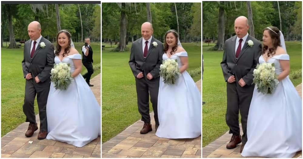 Bride and dad on wedding day