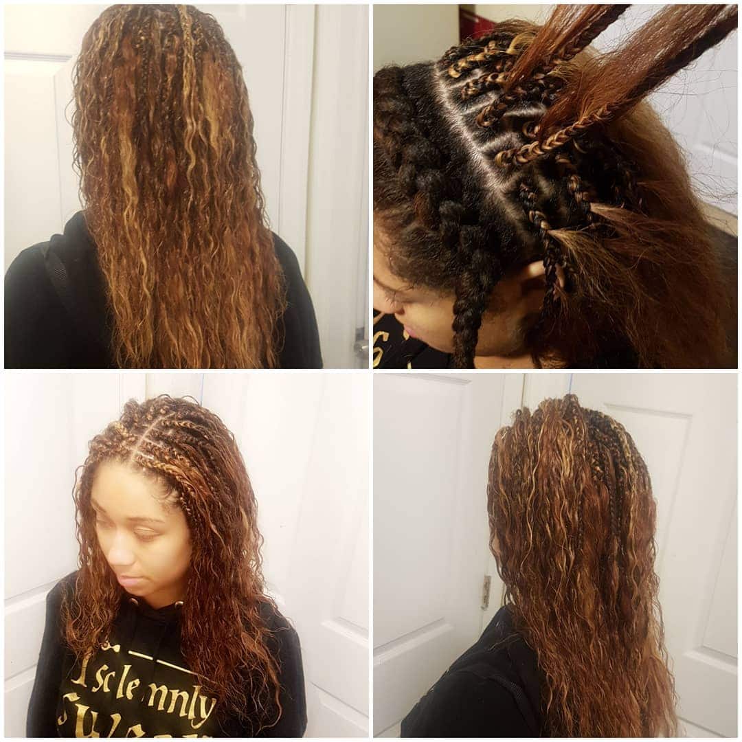 invisible braids with curly hair