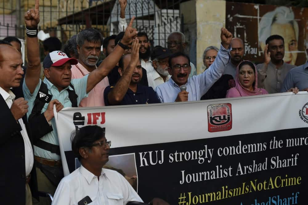 A protest was held in Karachi after the killing of Pakistani news anchor Arshad Sharif in Kenya