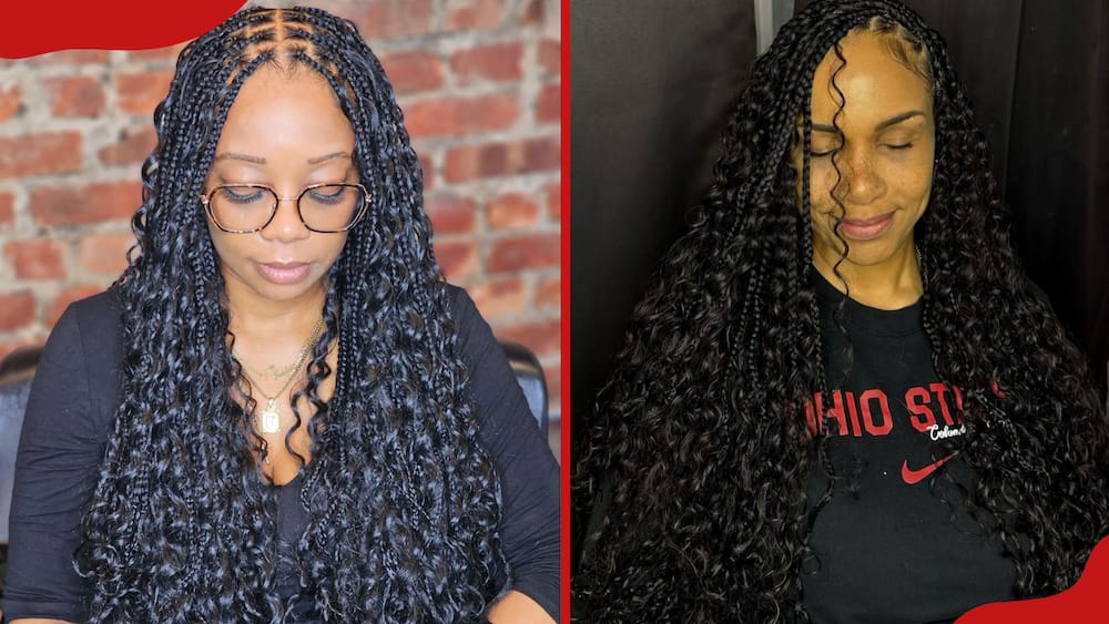 Goddess box braids with curly ends