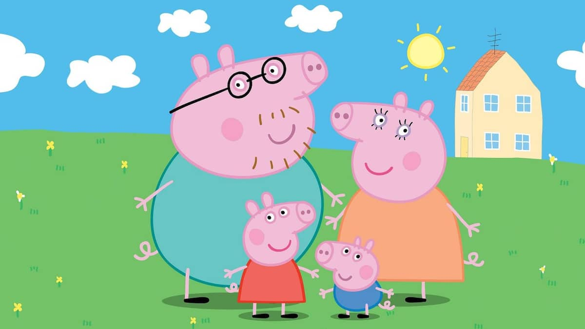 Peppa Pig House, Peppa Pig Family, animated, HD phone wallpaper