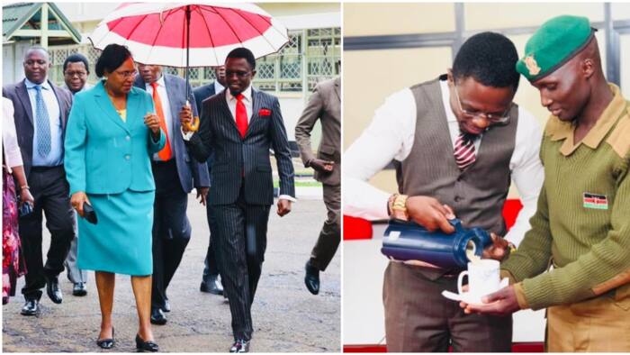 Ababu Namwamba Proves He's a Gentleman, Holds Umbrella for Margaret Kobia During NYS Visit