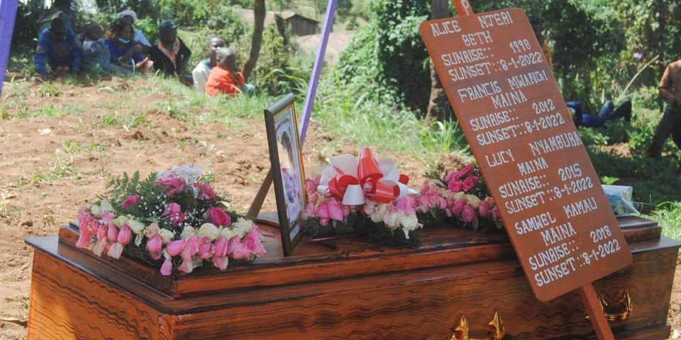 Alice Njeri and her children were laid to rest in their Denddru home, Nakuru county.