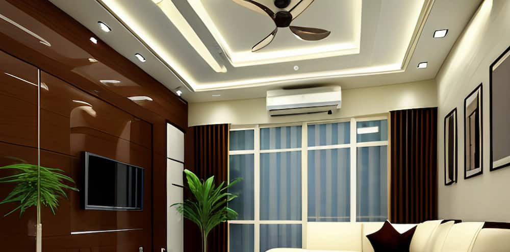 Gypsum ceiling with fan