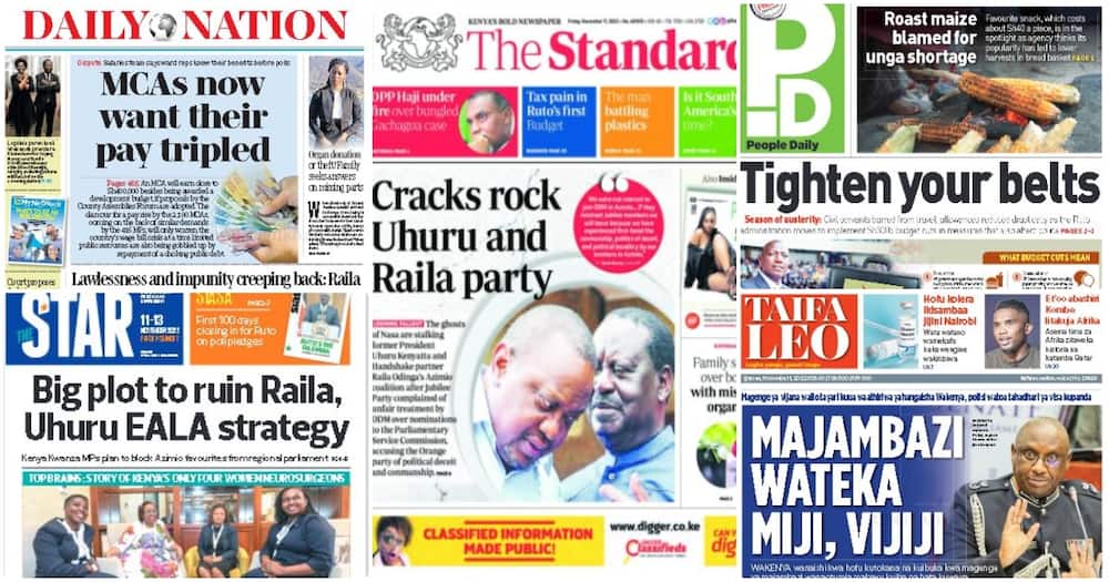 Kenyan newspapers for Friday, November 11.