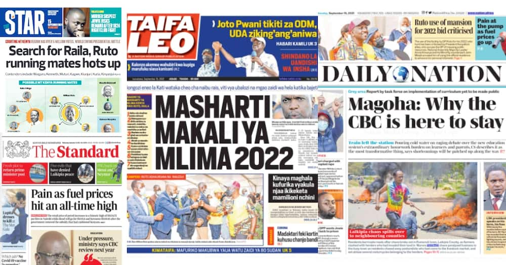 Newspapers Review for September 15: Ruto Under Fire for Use of Karen Mansion as Campaign Headquarters