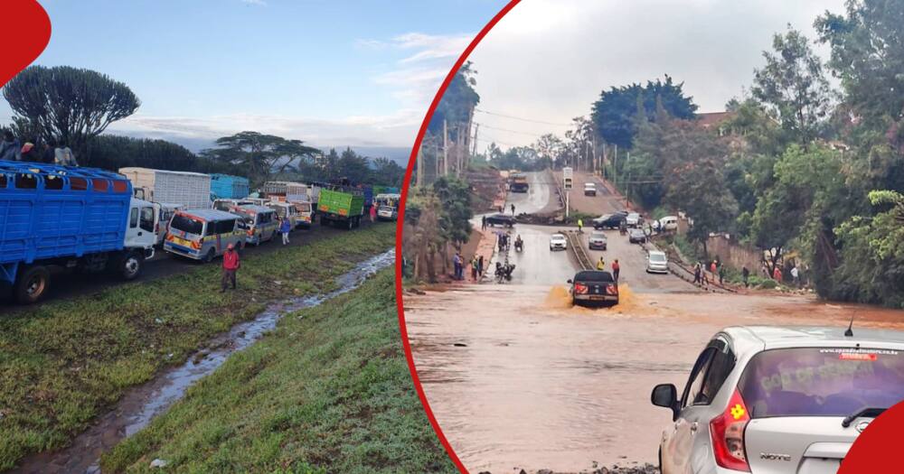 The floods caused disruption in the transport sector afating motorists and commuters.