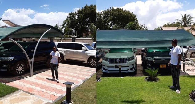 Diamond Platinum's mum shows of singer's luxury vehicles bound to make anyone jealous Photo: Mama Dangote Instagram