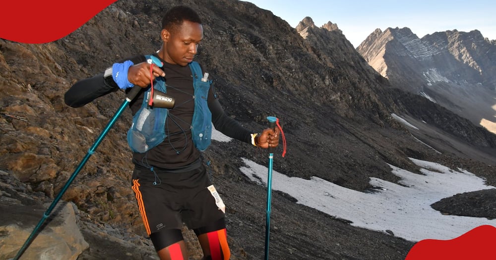Cheruiyot Kirui participating in a mountain climbing activity.
