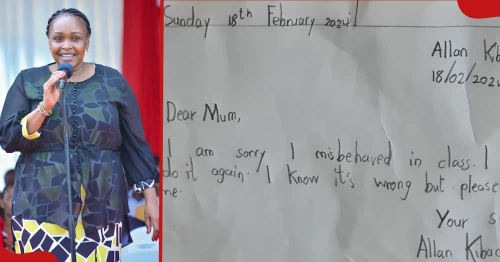 Gilgil MP Martha Wangari shared an apology letter from her son Allan.